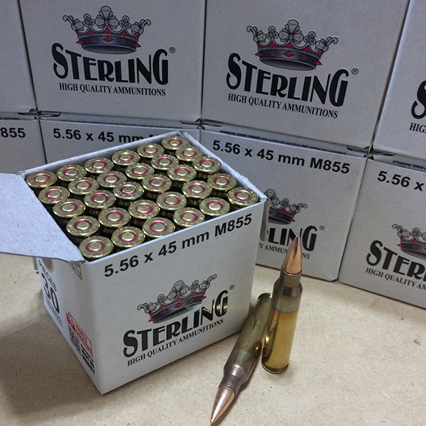 Sterling 5.56x45 M855 62 gr. FMJ 1500 rnd/case